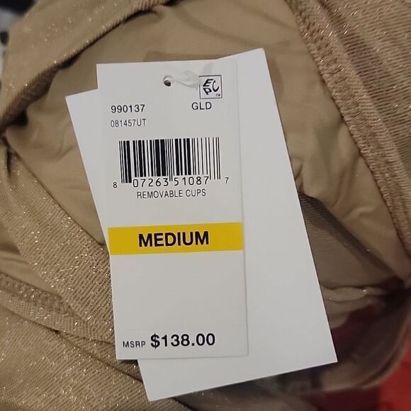 Becca By Rebecca Women's Gold Removeable Cups One Piece Swimsuit Sz Medium - Picture 7 of 7